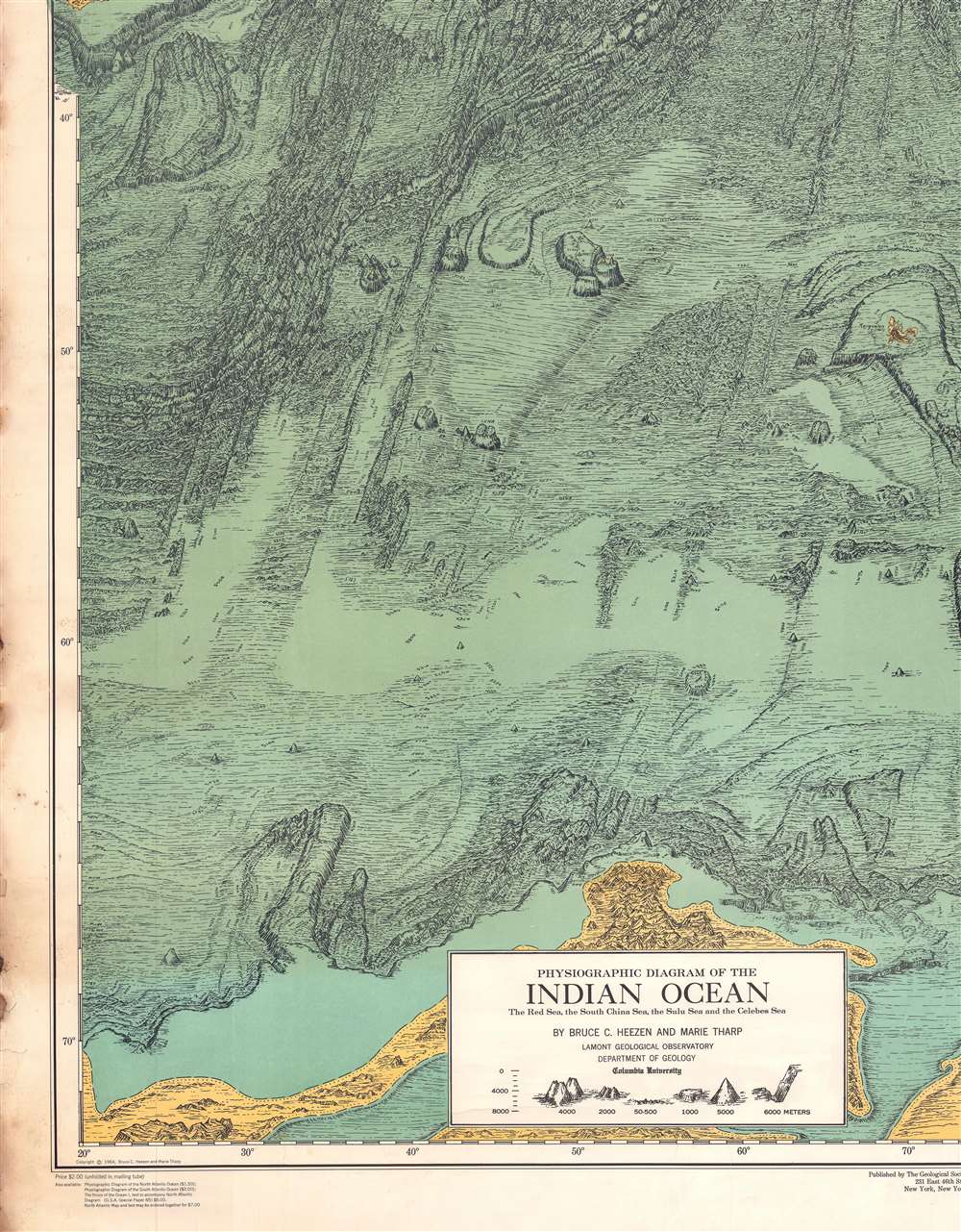 Physiographic Diagram of the Indian Ocean.  The Red Sea, the South China Sea, the Sulu Sea and the Celebes Sea. - Alternate View 4