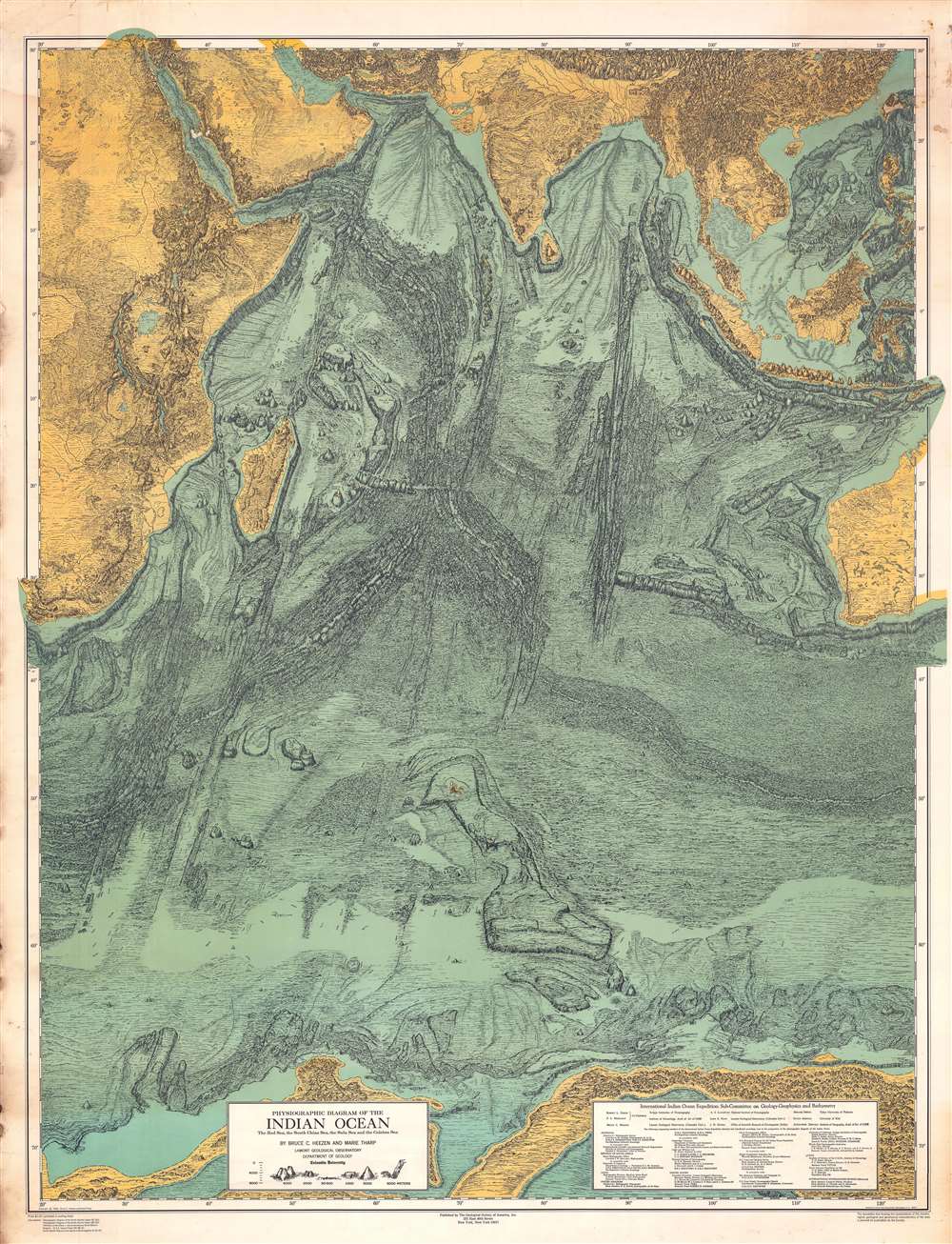 Physiographic Diagram of the Indian Ocean.  The Red Sea, the South China Sea, the Sulu Sea and the Celebes Sea. - Main View