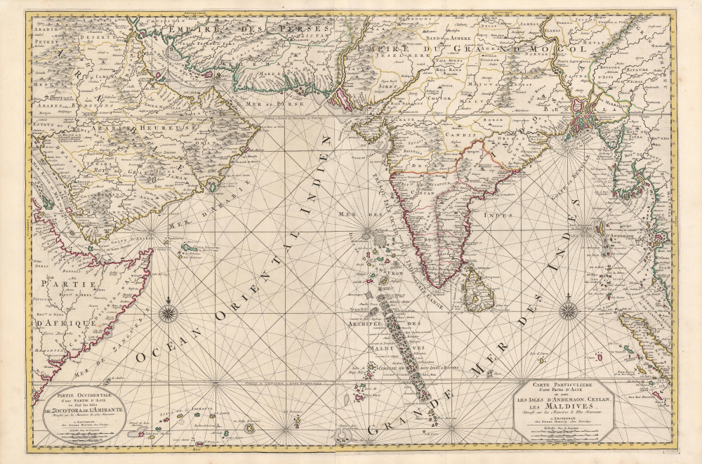 Carte Particuliere d'une Partie d'Asie ou sont Les Isles D'Andemaon, Ceylan, Les Maldives.../ Partie Occidentale d'une D'Asie ou sont les Isles De Zocotora De l'Amirante... - Main View