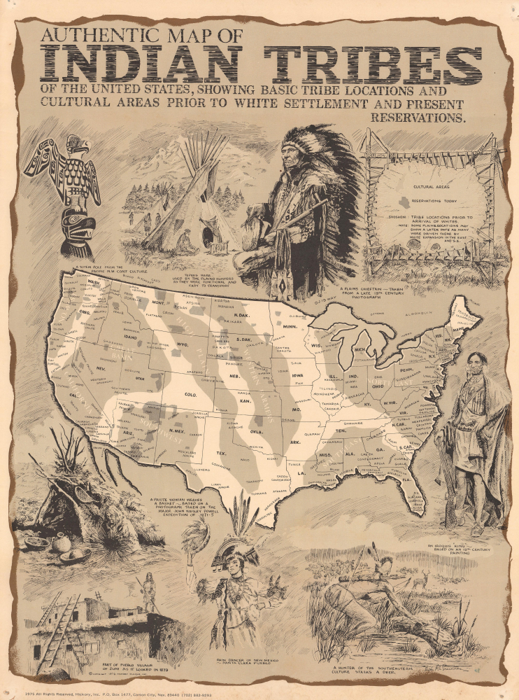 1975 McGuinness Pictorial Map of the United States, Indian Tribes