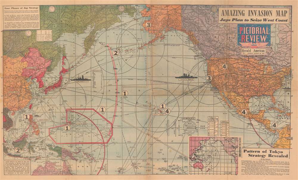 Amazing Invasion Map. Japs Plan to Seize West Coast. - Main View