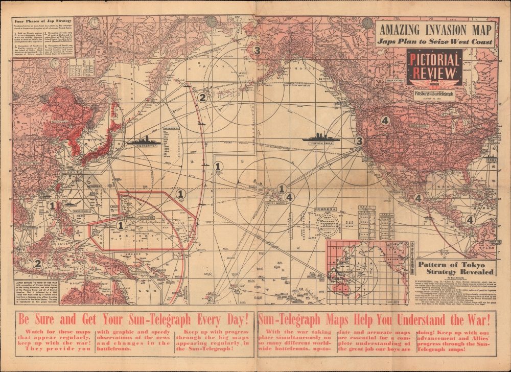 Amazing Invasion Map. Japs Plan to Seize West Coast. - Main View