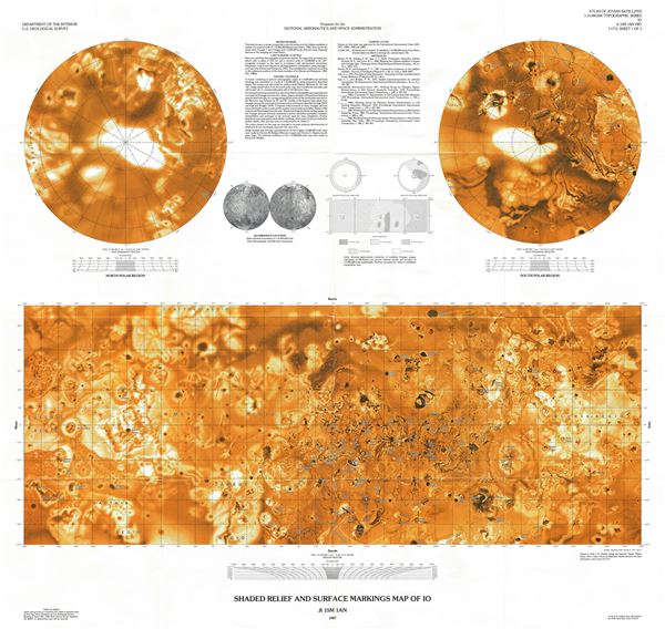 Shaded Relief and Surface Markings Map of Io. - Main View