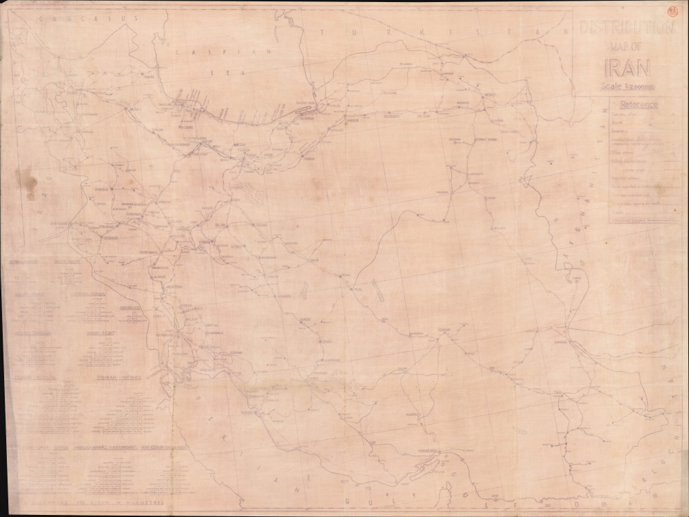 1950 Diazotype Map of Iranian Oil Distribution System