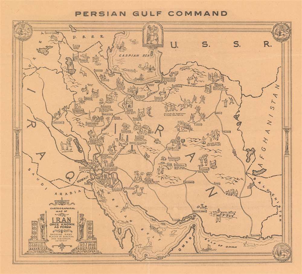 Cartographical Map of Iran Once Known as Persia 1322 - 1944 Showing Many Places of Biblical and Historical Interest. - Main View