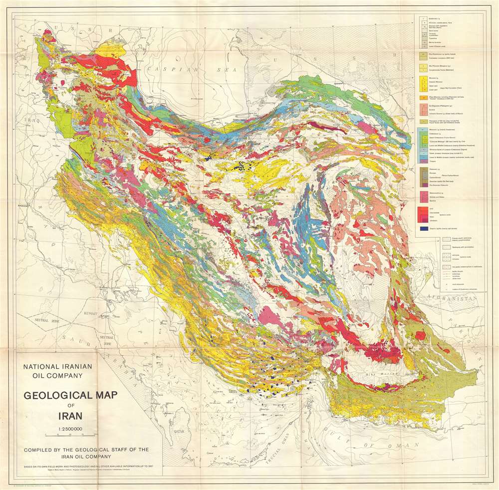 National Iranian Oil Company Geological Map of Iran. - Main View