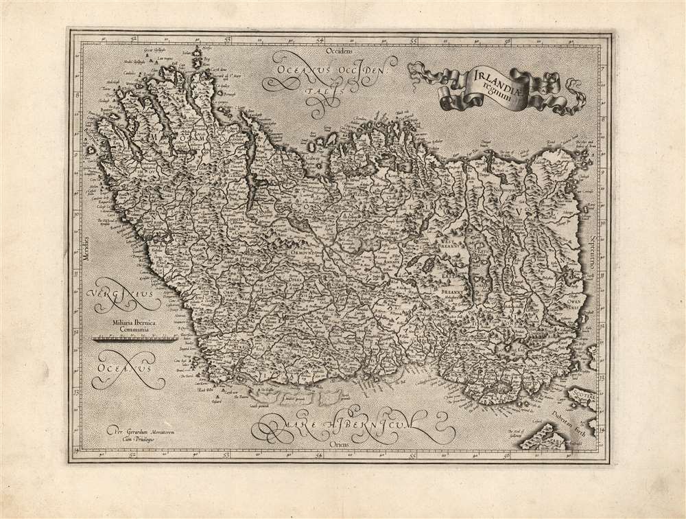 1595 Mercator Map of Ireland