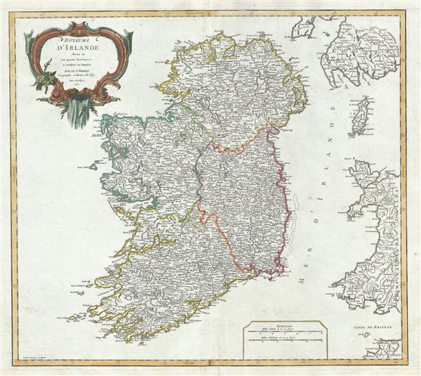 Royaume d'Irlande divise en ses quatre Provinces, et subdivise en Comtes. - Main View