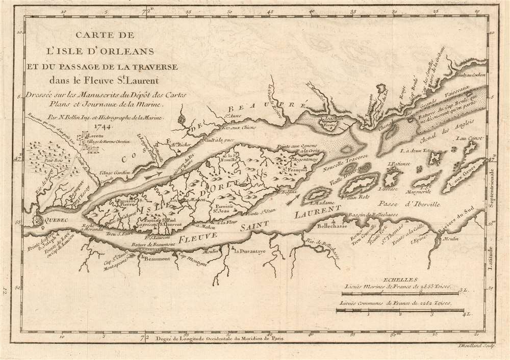 Carte de l'Isle d'Orleans et du Passage de la Traverse ans le Fleuve St.Laurent. - Main View