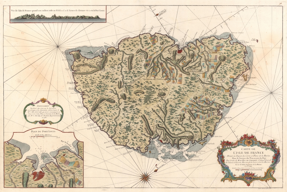 Carte de l'Isle de France Dressée au Dépost des Cartes et Plans de la Marine Pour le Service des Vaisseaux du Roy Par Ordre de M. le Duc de Choiseul Colonel Général des Suisses et Grisons Ministre de la Guerre et de la Marine. - Main View