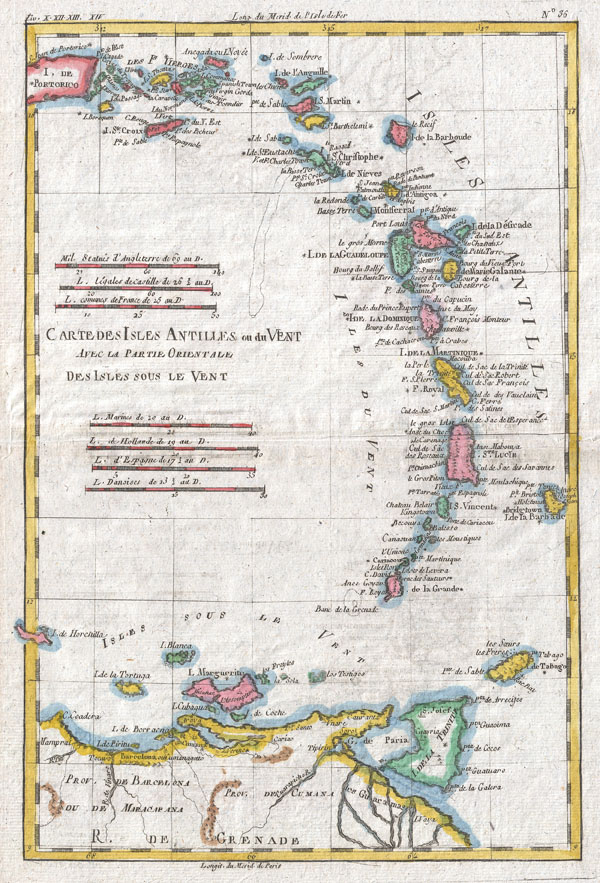 Carte Des Isles Antilles Ou Du Vent Avec La Partie Orientale Des Isles Sous Le Vent - Main View