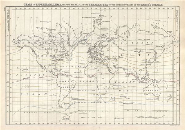 Chart of Isothermal Lines, shewing the mean annual Temperature of the different parts of the Earth's Surface. - Main View