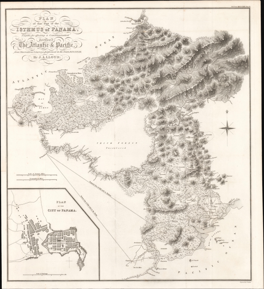 Plan of that Part of the Isthmus of Panama Eligible for effecting a Communication Between The Atlantic and Pacific from Observations and Surveys performed in the Years 1828 and 1829. - Main View