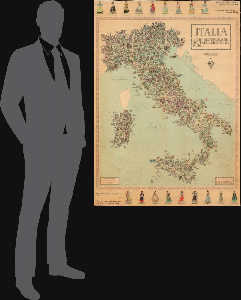 Italia salve, magna parens frugum, Saturnia tellus, magna virum: tibi res antiquae laudis et artis ingredior... / Carta Ideografica d'Italia. Ideographic Map of Italy. Carte Ideographique d'Italie. Ideographische Karte von Italien. Mapa Ideografico de Italia. - Alternate View 1