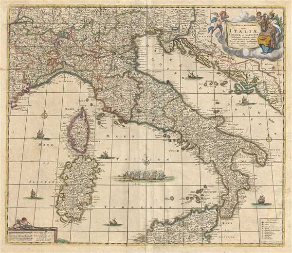 Novissima et Accuratissima totius Italiae, Corsicae et Sardiniae Descriptio Correcta, multis auct Locis et Viis editaque. - Main View