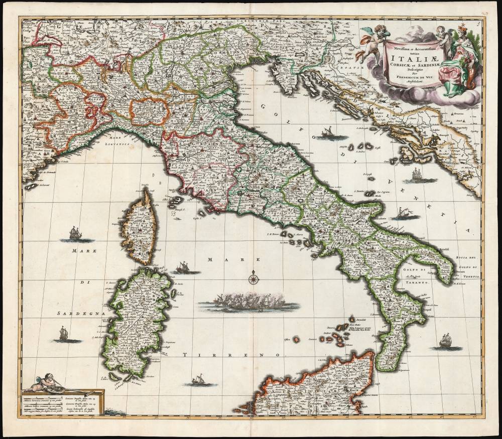 Novissima et Accuratissima totius Italiae, Corsicae et Sardiniae Descriptio Per Fredericum De Wit Amstelodami. - Main View