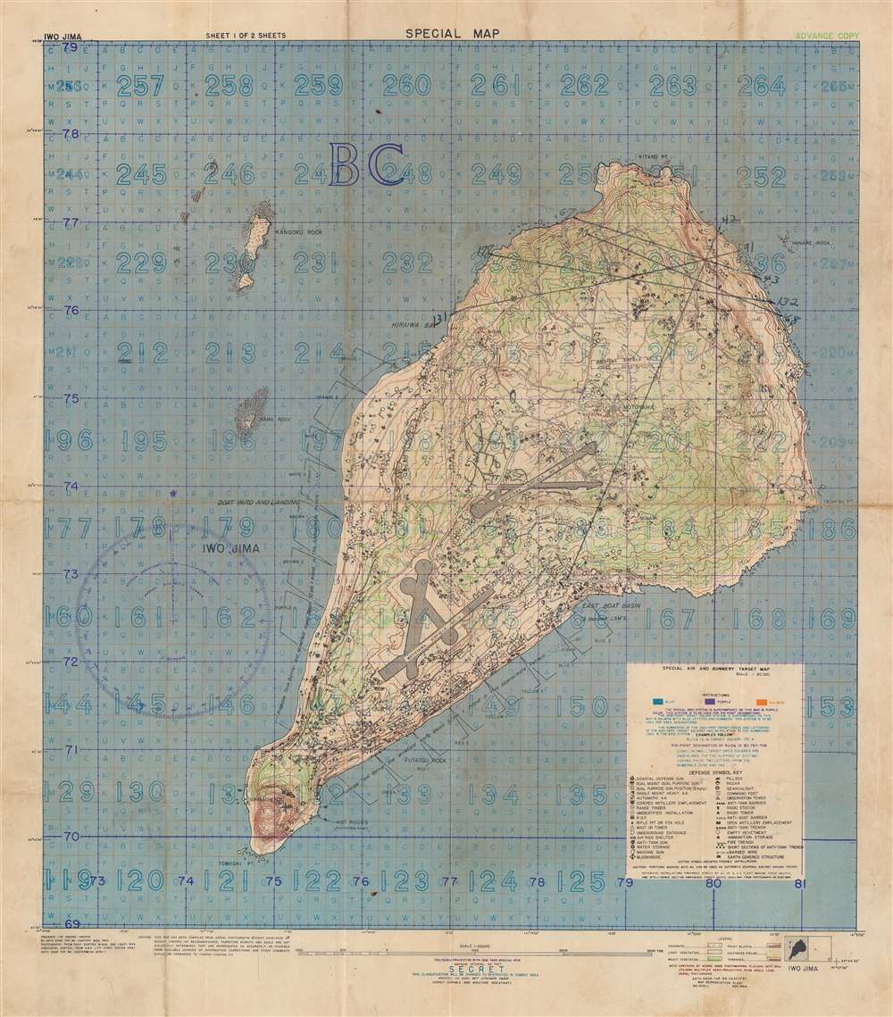 Special Air and Gunnery Target Map. Iwo Jima. - Main View