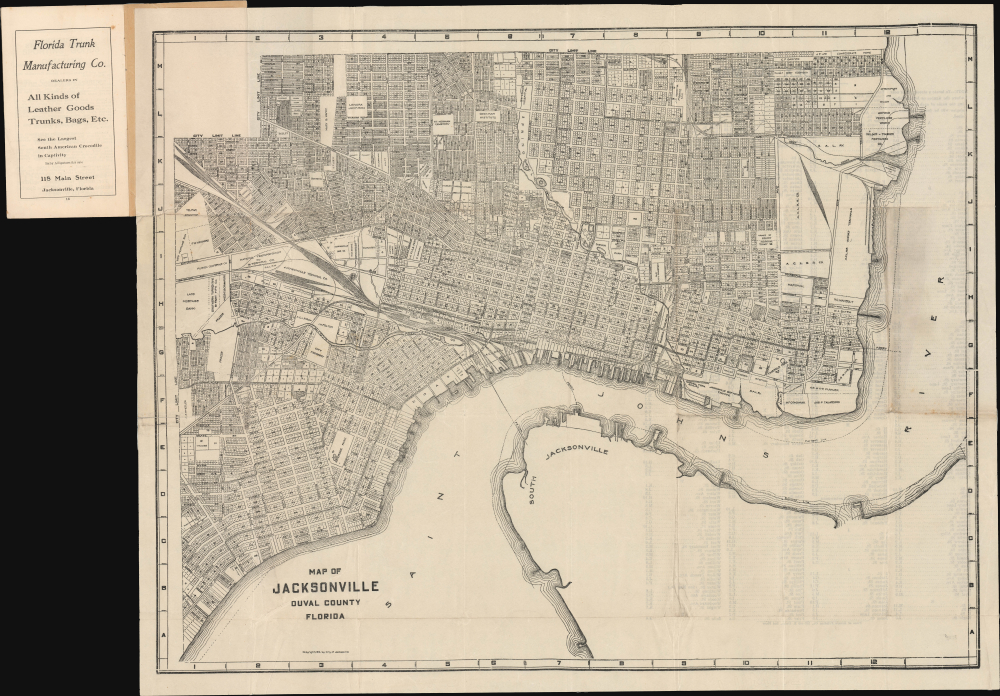 1913 / 1919 Grosser City Plan or Map of Jacksonville, Florida