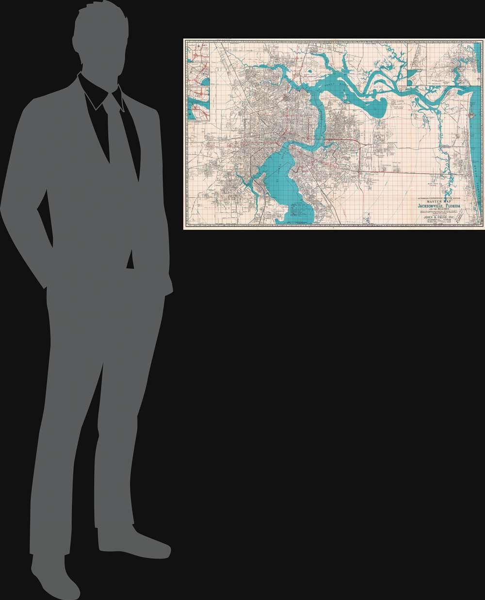 John B. Prine Street Map of Jacksonville Showing All of Duval County and Metropolitan Areas Expressway System and Sectional Maps In Color. - Alternate View 1