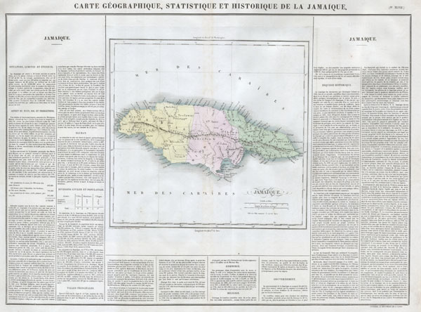 Carte Geographique, Statistique et Historique de la Jamaique. - Main View