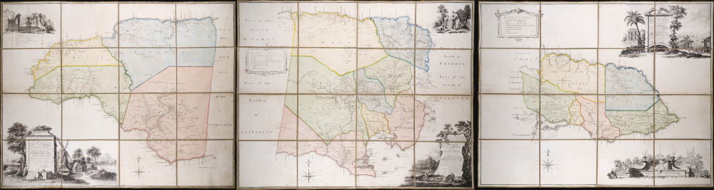 1763 Craskell and Simpson 3-Part Wall Map of Jamaica