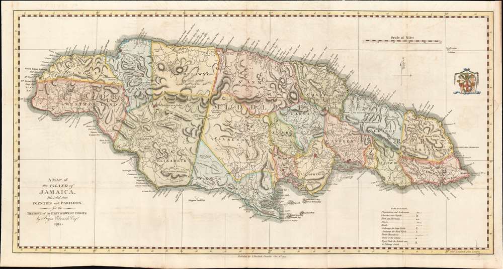 A Map of the Island of Jamaica, Divided into Counties and Parishes, for the History of the British West Indies. - Main View