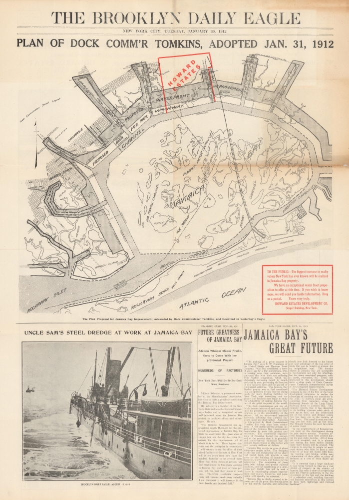 How Jamaica Bay is Being Made into a Great Harbor / Jamaica Bay Harbor / Plan of Dock Comm’r Tomkins. - Alternate View 1