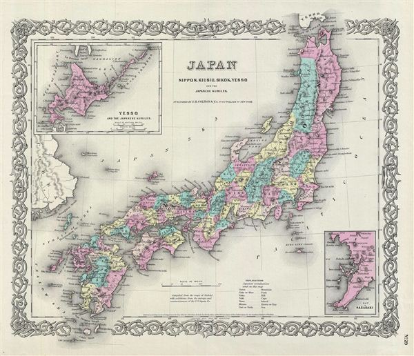 Japan Nippon, Kiusiu, Sikok, Yesso and the Japanese Kuriles. - Main View