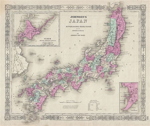 Johnson's Japan Nippon, Kiusiu, Sikok, Yesso and the Japanese Kuriles. - Main View