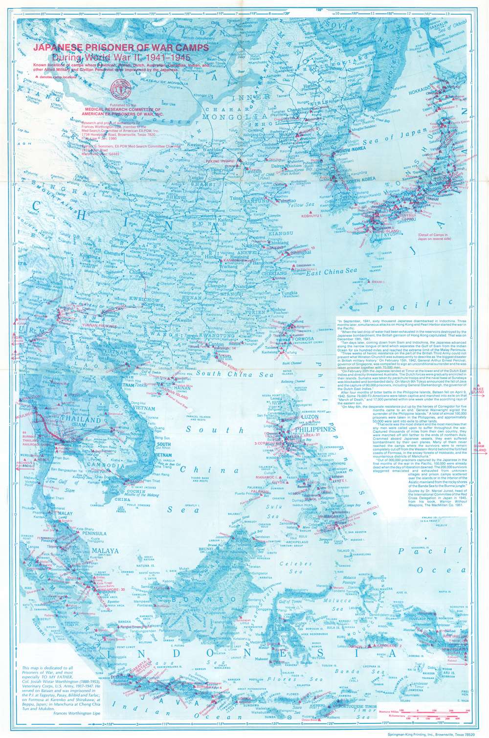 Japanese Prisoner of War Camps During World War II, 1941 - 1945. Known locations of camps where American, British, Dutch, Australian, Canadian, Indian, and other Allied Military and Civilian Personnel were imprisoned by the Japanese. - Main View
