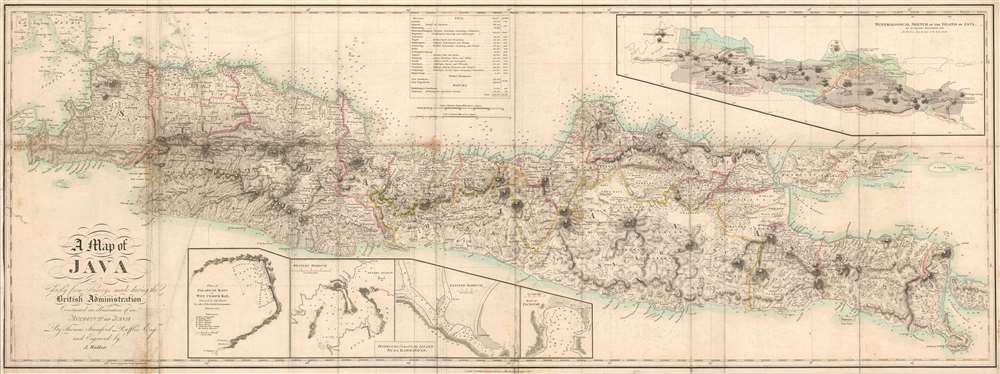 A Map of Java Chiefly from Surveys made during the British Administration Constructed in illustration of an Account of Java By Thomas Stamford Raffles Esquire and Engraved by J. Walker. - Main View