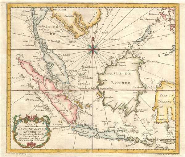 Carte des Isles de Java, Sumatra, Borneo & les détroits de la Sonde Malaca et Banca Golphe de Siam. - Main View