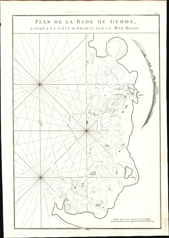 1775 Mannevillette Chart of Jeddah, Saudi Arabia