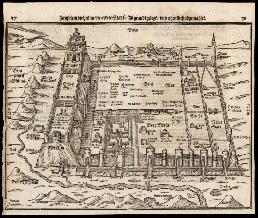 Jerusalem die heilige viereckete Stadt, in grund gelegt und eigentlich abgemalet. - Main View