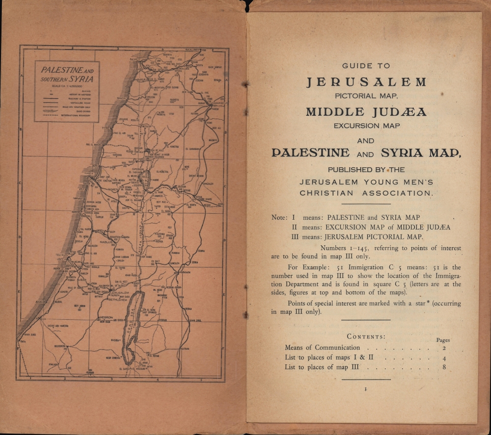 Jerusalem. / Jerusalem Pictorial Map. Middle Judaea Excursion Map. Palestine and Southern Syria Map. - Alternate View 4