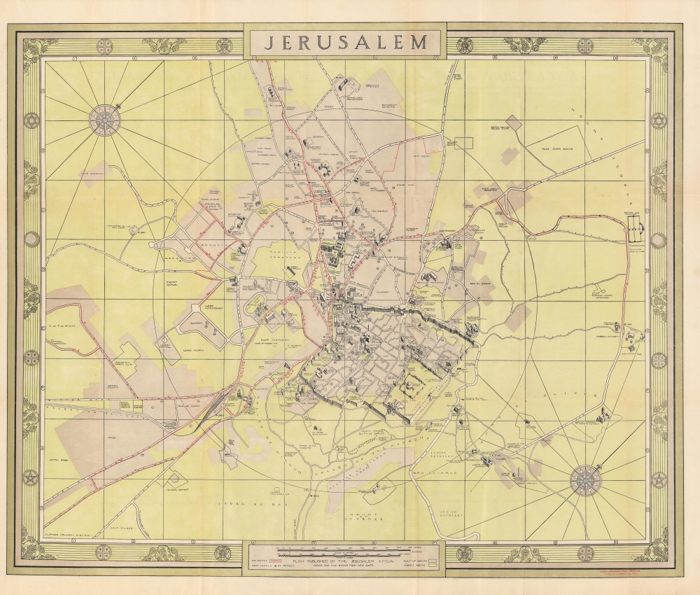 Jerusalem. / Jerusalem Pictorial Map. Middle Judaea Excursion Map. Palestine and Southern Syria Map. - Main View