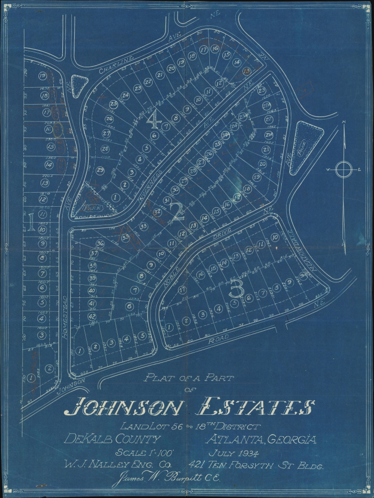 Plat of a Part of Johnson Estates Land Lot 56 18th District DeKalb County Atlanta, Georgia. - Main View