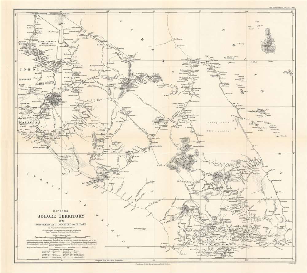 Map of the Johore Territory 1893. Surveyed and Compiled by H. Lake. - Main View