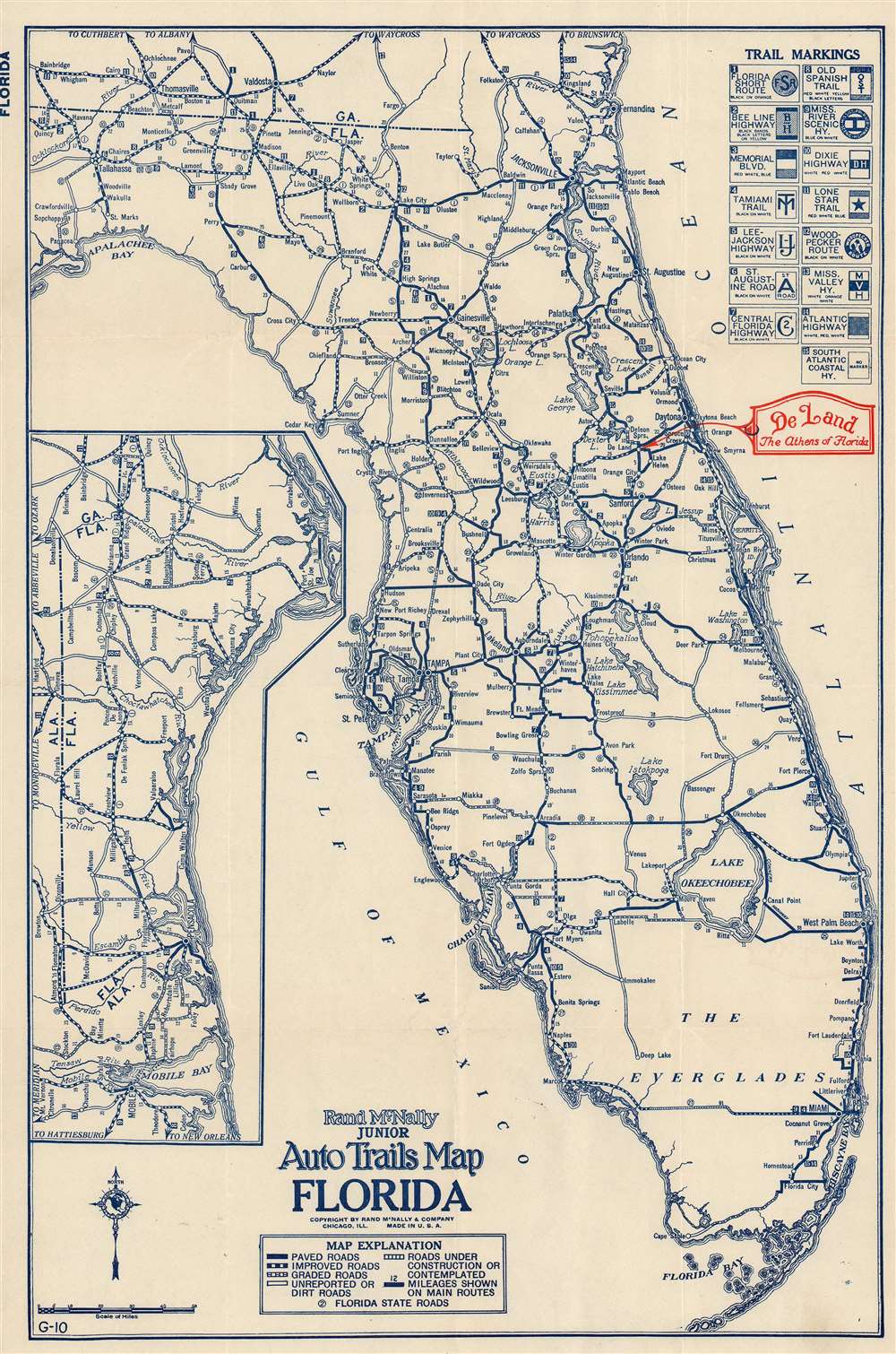 Rand McNally Junior Auto Trails Map Florida. - Main View