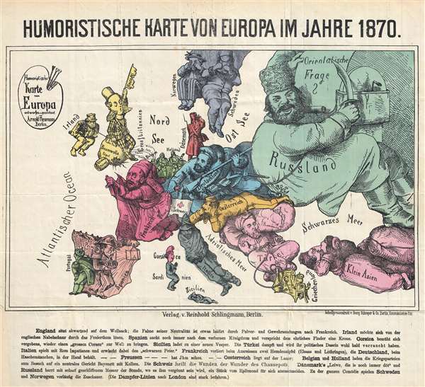 Humoristische Karte von Europa im Jahre 1870. - Main View