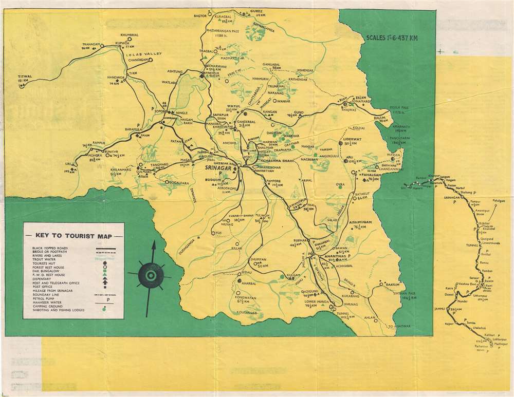 Tourist Map of Kashmir Valley. - Main View