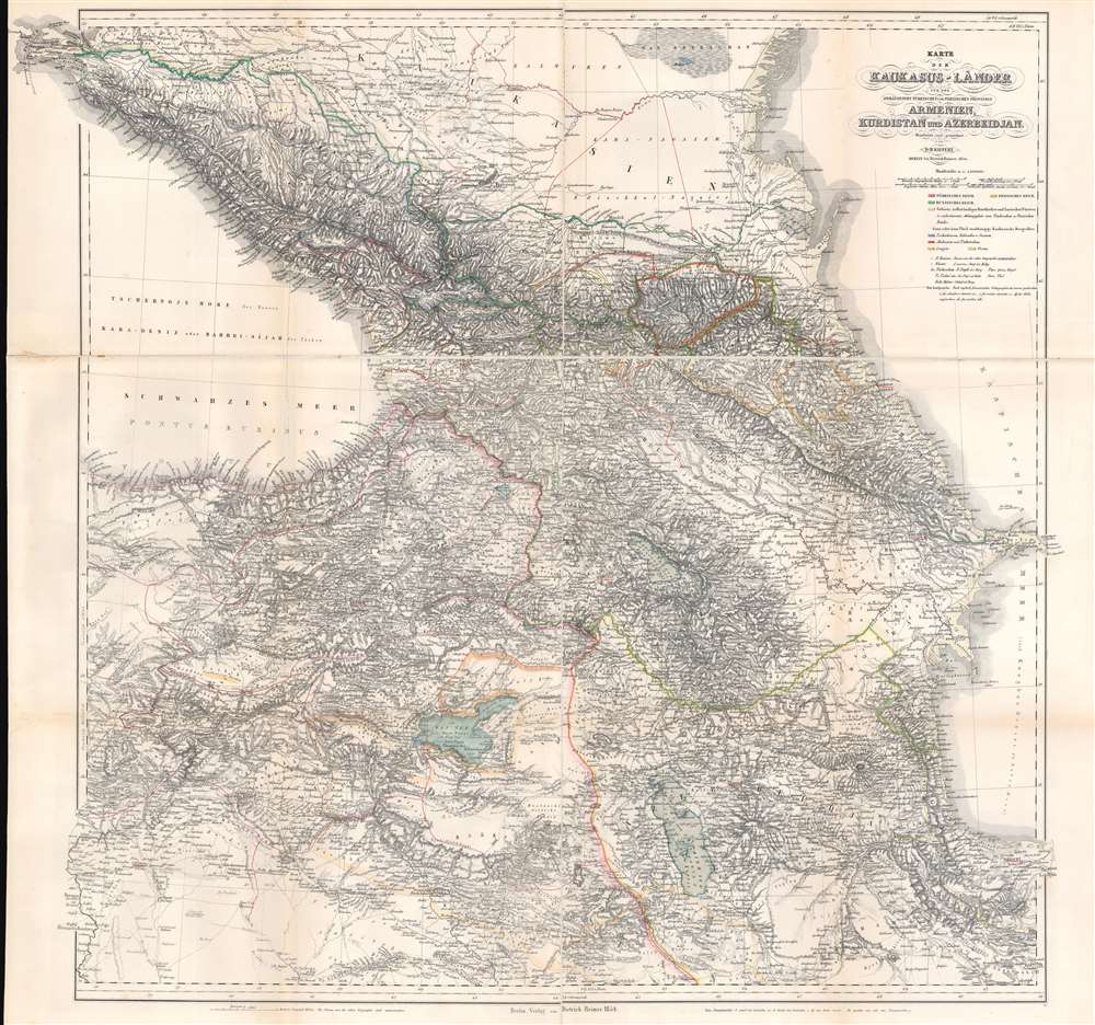 Karte der Kaukasus - Länder und der Angränzenden Türkischen und Persischen Provinzen Armenien, Kurdistan, und Azerbeidjan. - Main View