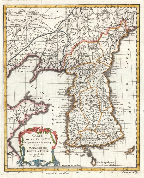 Carte de la Province de Quan-tong, ou Lyau-tong et du Royaume de Kau-li ou Coree . - Main View