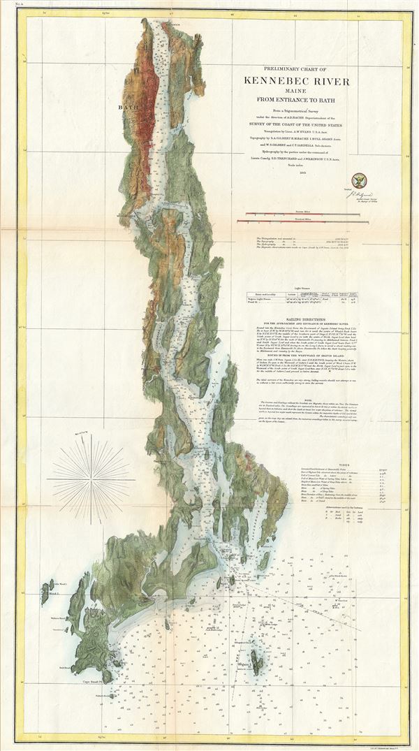 Preliminary Chart of Kennebec River Main from Entrance to Bath. - Main View