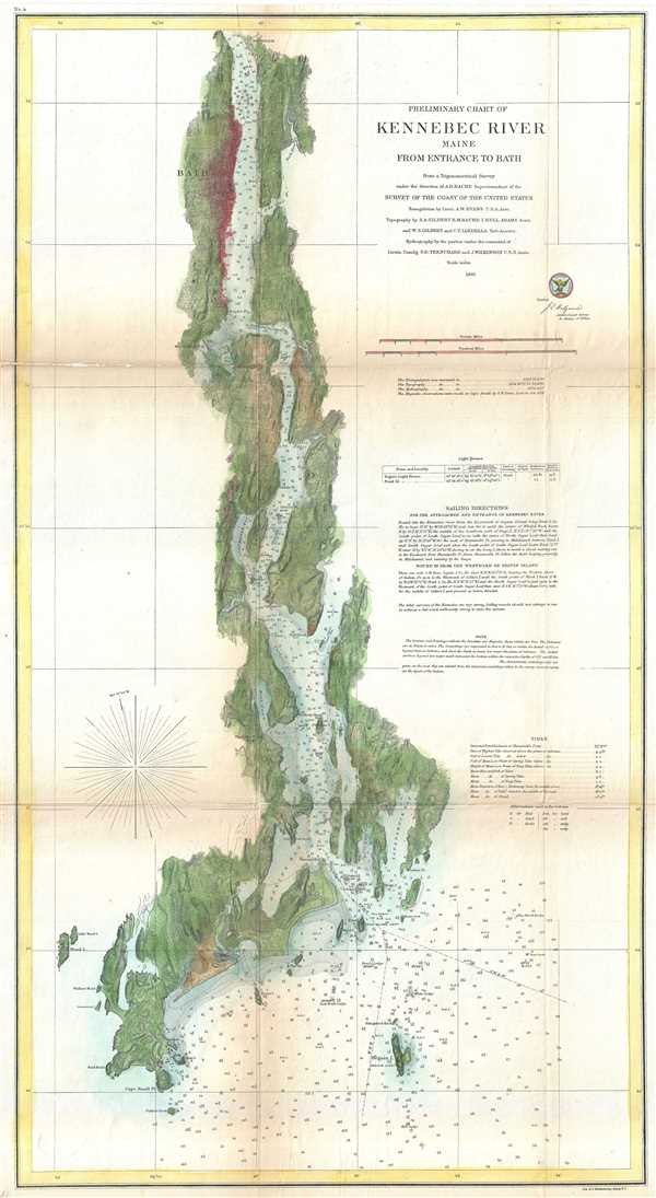 Preliminary Chart of Kennebec River Main from Entrance to Bath. - Main View