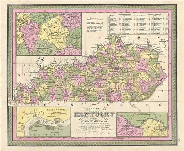 A New Map of Kentucky with its Roads & Distances from Place to Place along the Stage & Steam Boat Routes. - Main View