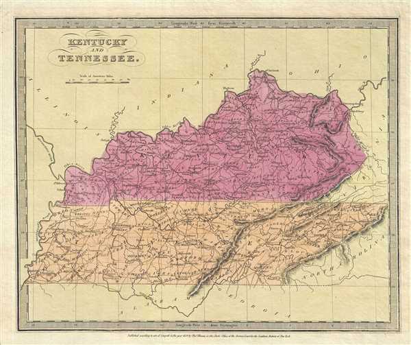 1834 Burr Map of Kentucky and Tennessee