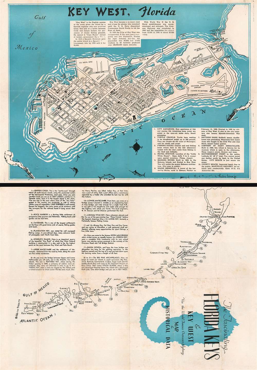 The Fascinating Florida Keys and Key West Via the World Famous Overseas Highway Map and Historical Data. - Main View