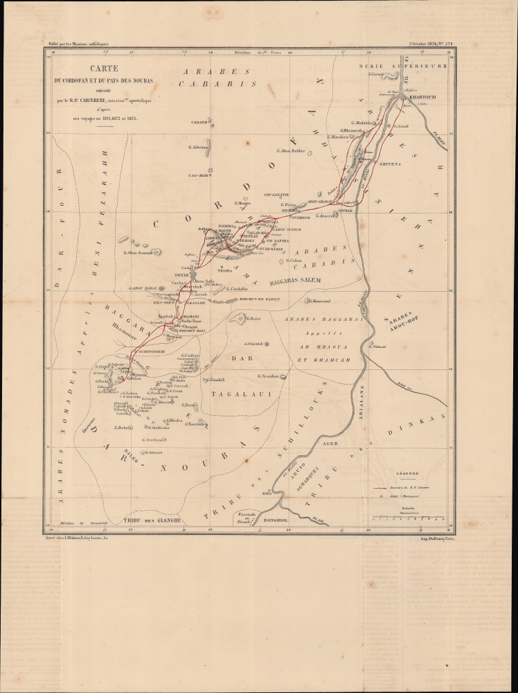 Carte du Cordofan et du pays des Noubas. - Main View