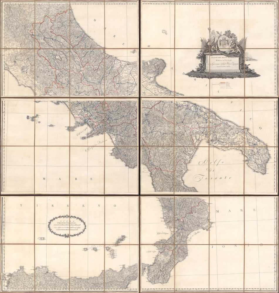 Atlante del regno di Napoli - Ridotto in VI. Fogli da G.A. Rizzi-Zannoni, Geografo di Sua Maestà Siciliana. - Main View